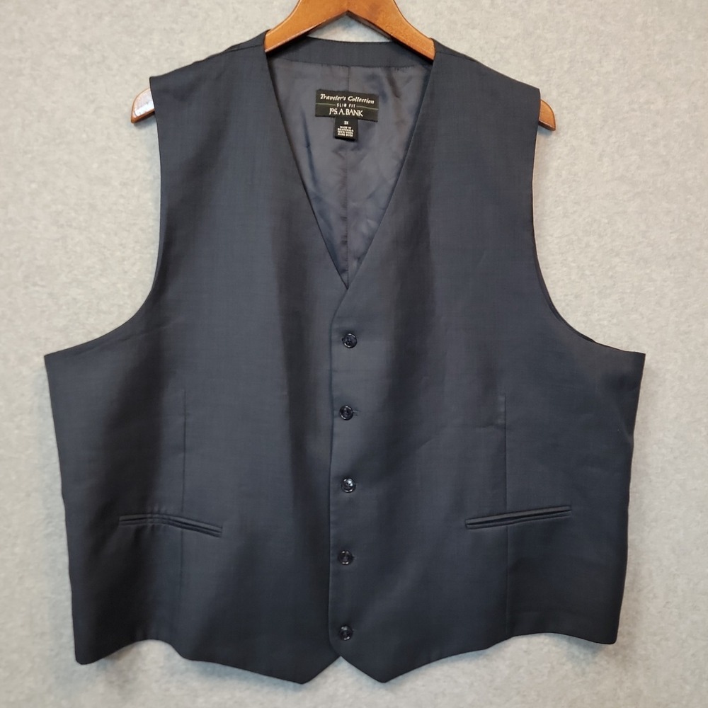 Jos A Bank Traveler's Collection Wool Vest Navy Men 3X Wedding Business Slim Fit